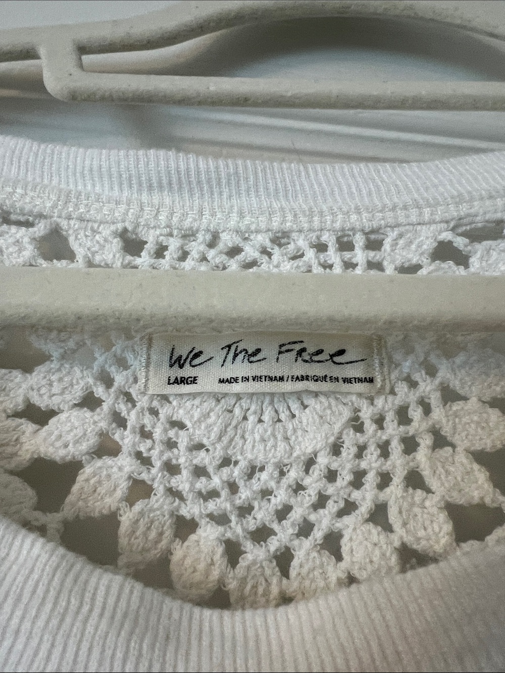 Like New We The Free Cream Crochet-Back Long Sleeve size L - Picture 2 of 12